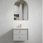 Boston Light Grey Wall Hung Vanity 600 Cabinet Only